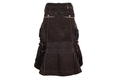 S/S 2003 Marithé + François Girbaud brown cotton cargo multi-pocket skirt / Made in Italy
