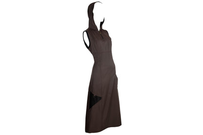 90s French brand technical nylon hooded utility dress