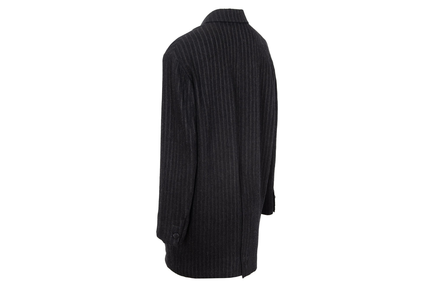90s Romeo Gigli wool pinstripe dark charcoal long blazer / Made in Italy