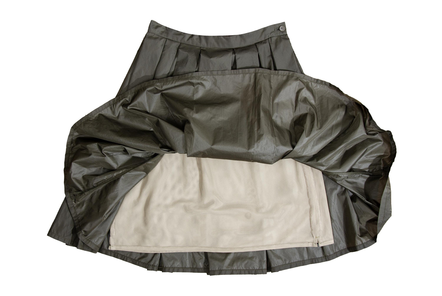 Vintage Atsuro Tayama pleated nylon skirt with sporty mesh lining / Made in Japan
