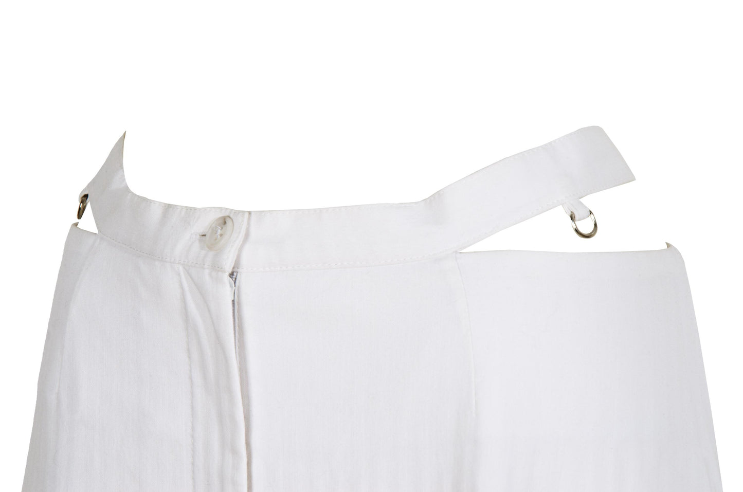 S/S 2003 Simultaneous white midi skirt with cutout integrated belt / Made in Italy