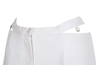 S/S 2003 Simultaneous white midi skirt with cutout integrated belt / Made in Italy