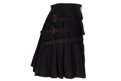 Vintage Antonio Berardi Pleated Mini Skirt Buckle Strap, Military Style