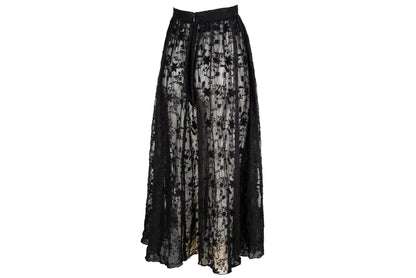90s Marcel Marongiu sheer high waist lace maxi skirt / Made in France