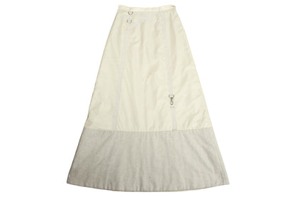 2000s Simultaneous Maxi Skirt, Beige Wool & Nylon, D-Ring Detail, Size S