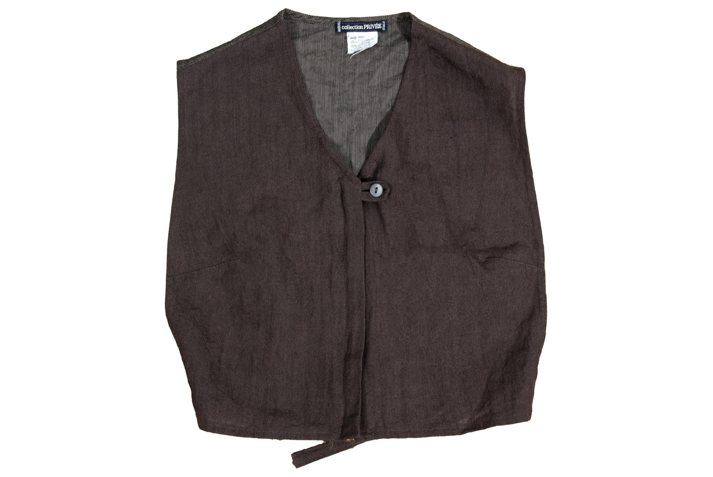 Vintage Collection Privée? ramie cropped zip front vest / Made in Italy