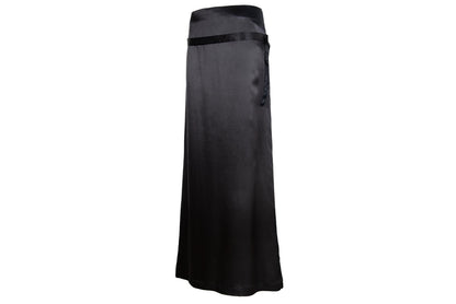 Early 2000s Costume National 100% silk black maxi skirt / Made in Italy