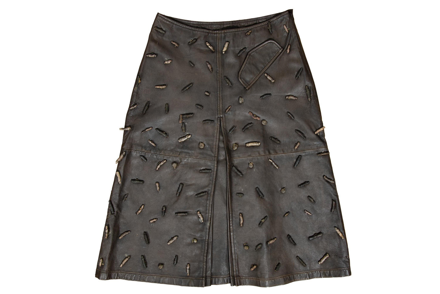 Vintage Collection Privée..? brown leather skirt with embellishments