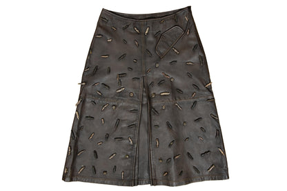 Vintage Collection Privée..? brown leather skirt with embellishments