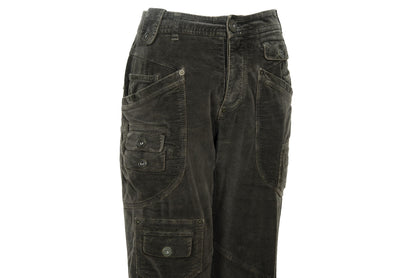 2000s Gaetano Navarra low waist military inspired multi pocket velvet cargo pants