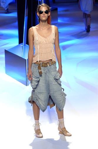 S/S 2003 Marithé + François Girbaud brown cotton cargo multi-pocket skirt / Made in Italy