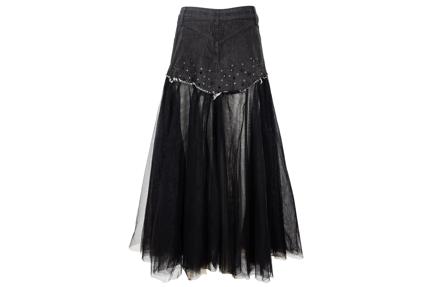 2000s denim & voluminous tulle avant garde tutu skirt / Made in Italy