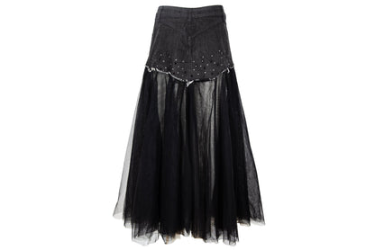 2000s denim & voluminous tulle avant garde tutu skirt / Made in Italy