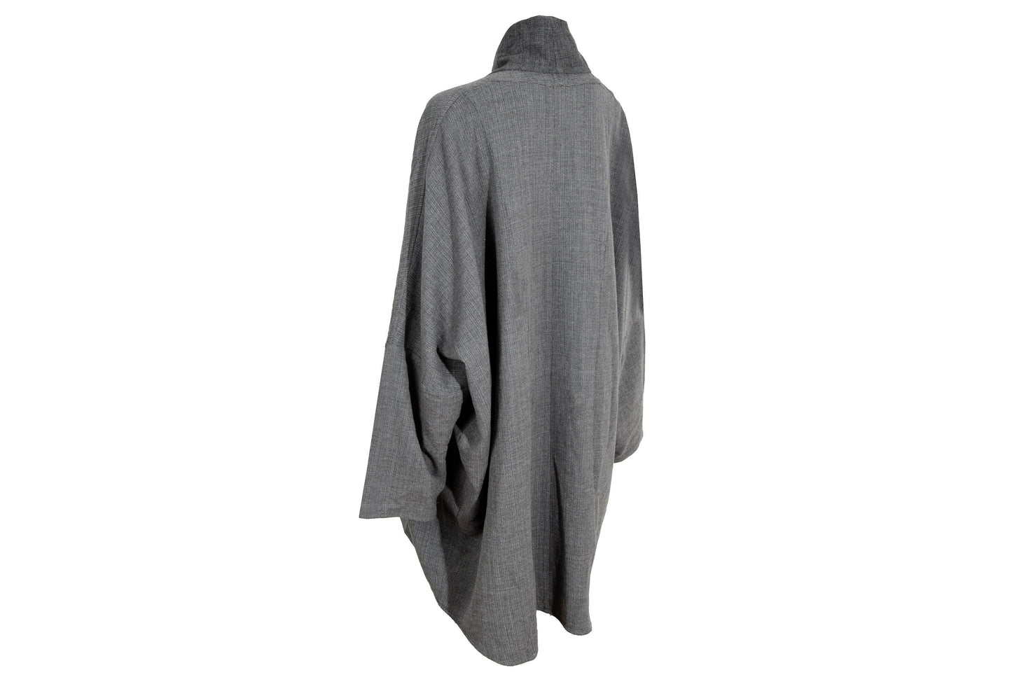 Eskandar grey wool loose draped oversized kimono coat