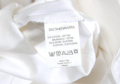 Falda midi blanca de Gaetano Navarra de los 2000 con cierre de cremallera asimétrica delantera / Hecha en Italia