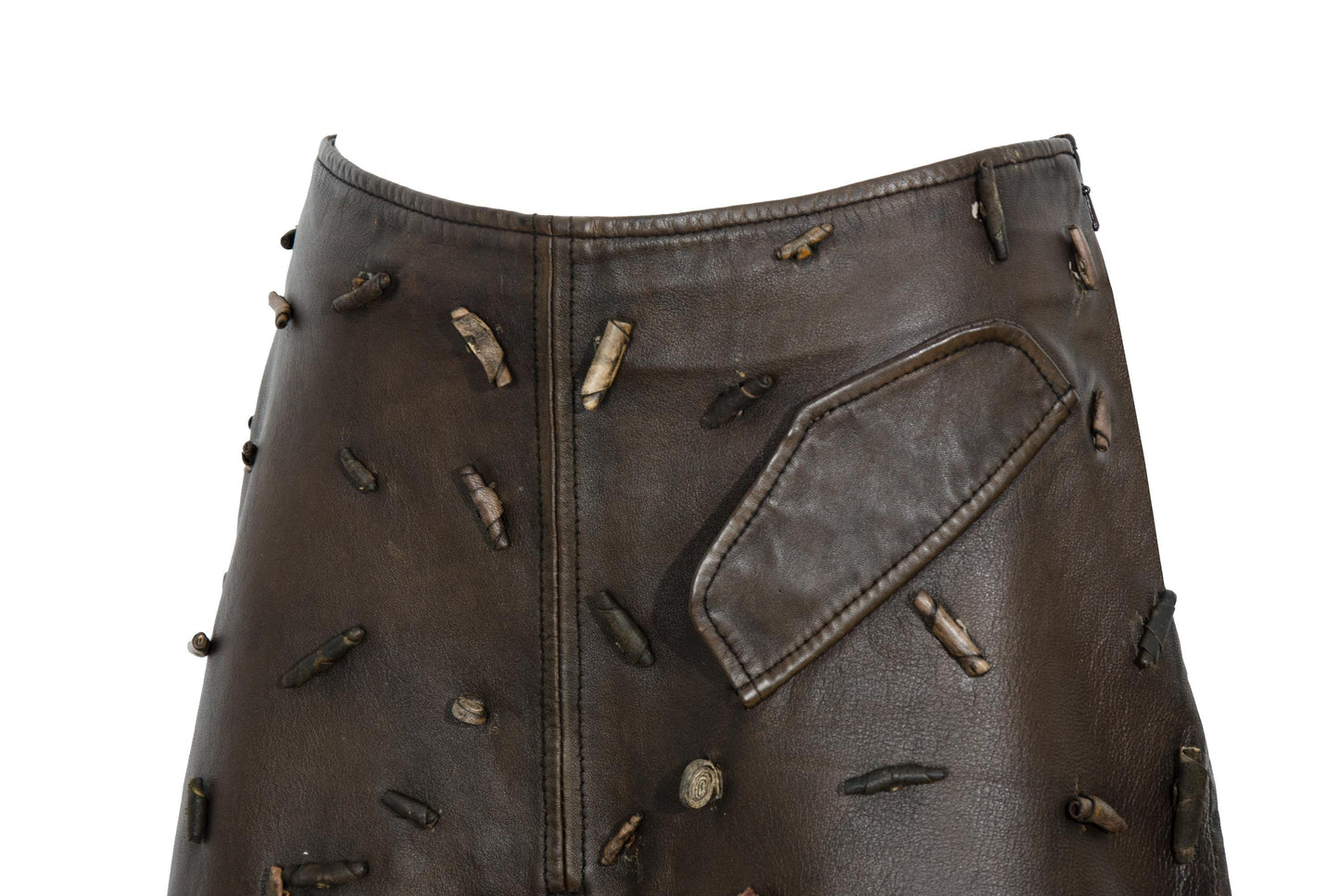 Vintage Collection Privée..? brown leather skirt with embellishments