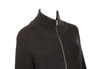 Vintage Martin Margiela 100% wool rib knit high collar zip front sweater