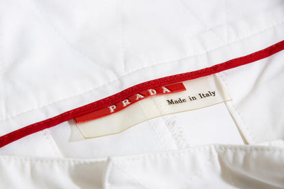 Vintage Prada Linea Rossa white nylon sporty 3/4 capri pants / Made in Italy