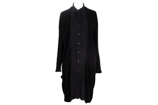 Vintage Atsuro Tayama layered wool knit dress with button up shirt insert