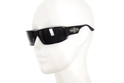 Vintage Robert La Roche sterling silver 925 cross wraparound black acetate sunglasses