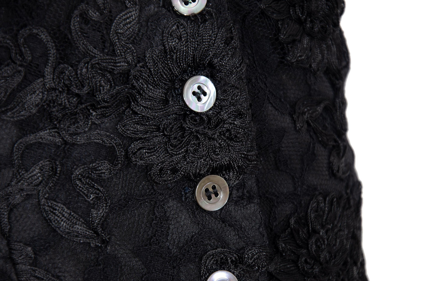 90s black floral lace leather back panel bustier / Made in Italy