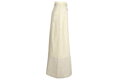 2000s Simultaneous Maxi Skirt, Beige Wool & Nylon, D-Ring Detail, Size S