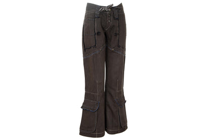 S/S 2003 Marithé + François Girbaud flared low waist brown cotton multi pocket pants
