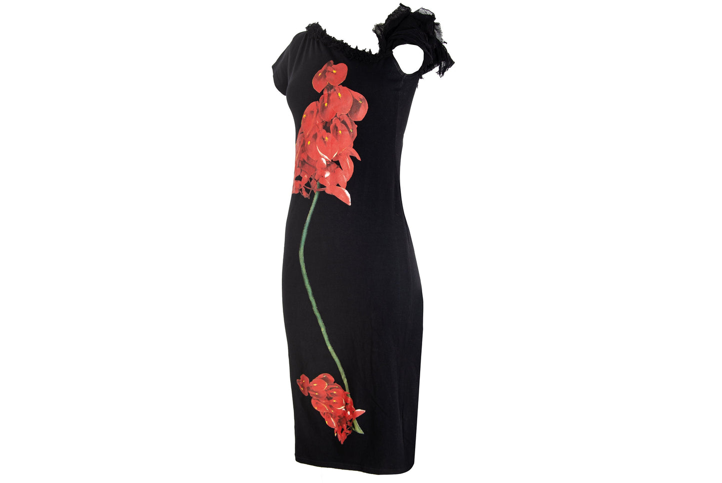 Vintage Spanish designer oversized flower print midi dress