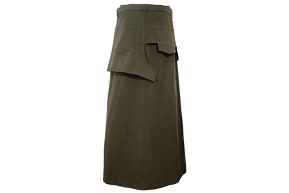 Vintage Atsuro Tayama military inspired maxi skirt with asymmetric layered overskirt / MADE IN JAPAN