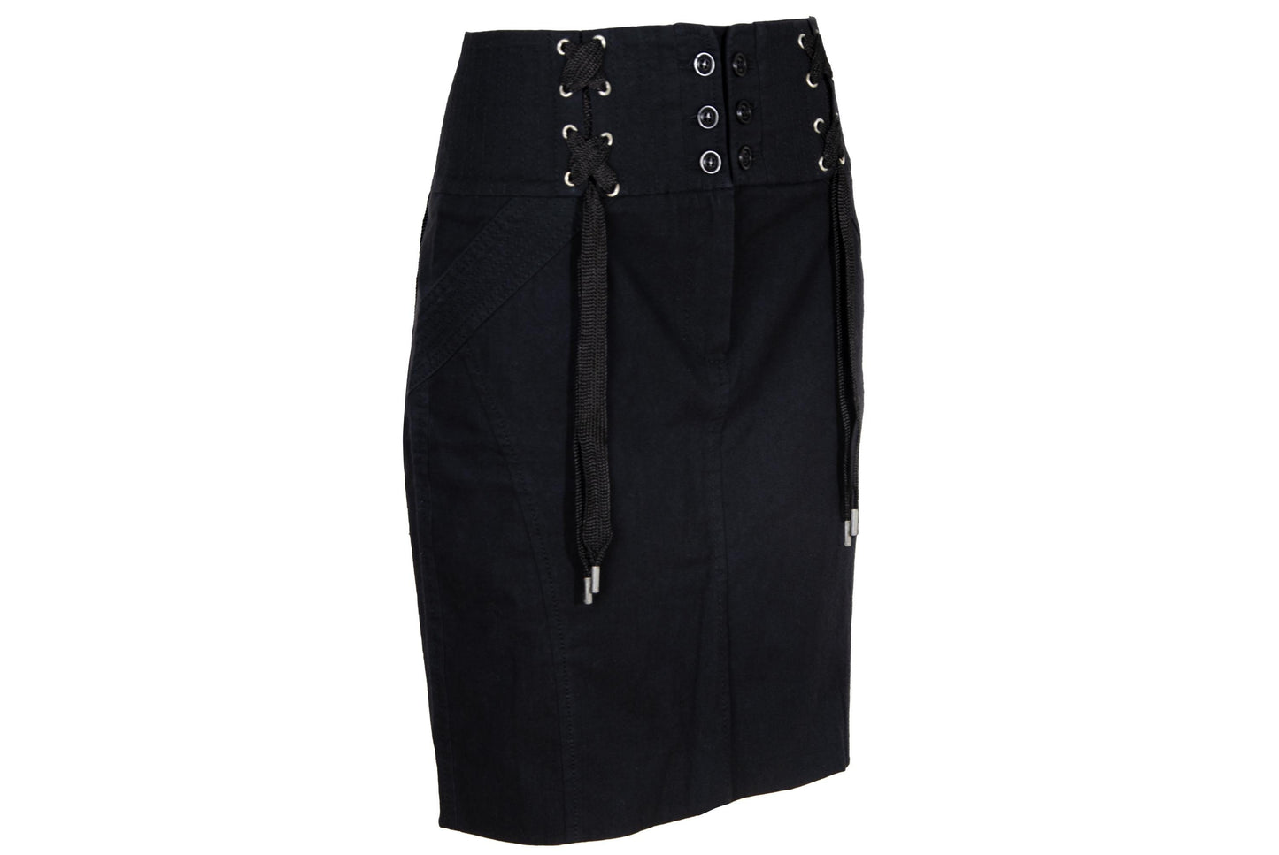 2000s Antonio Berardi black "corset" skirt / Tactical lace up front mini skirt / Made in Italy