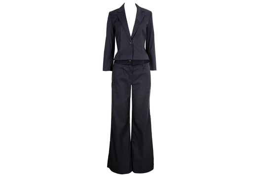 S/S 2002 Marcel Marongiu two piece suit with black lace details / Made in France