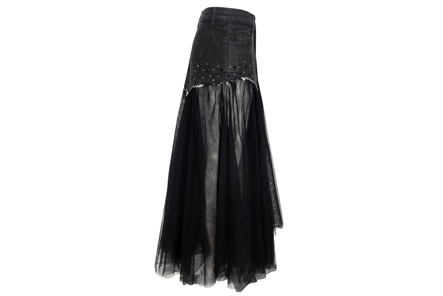 2000s denim & voluminous tulle avant garde tutu skirt / Made in Italy