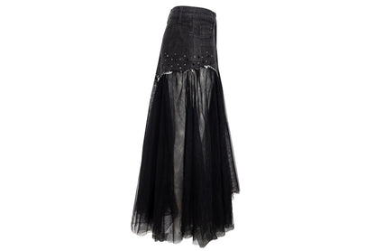 2000s denim & voluminous tulle avant garde tutu skirt / Made in Italy
