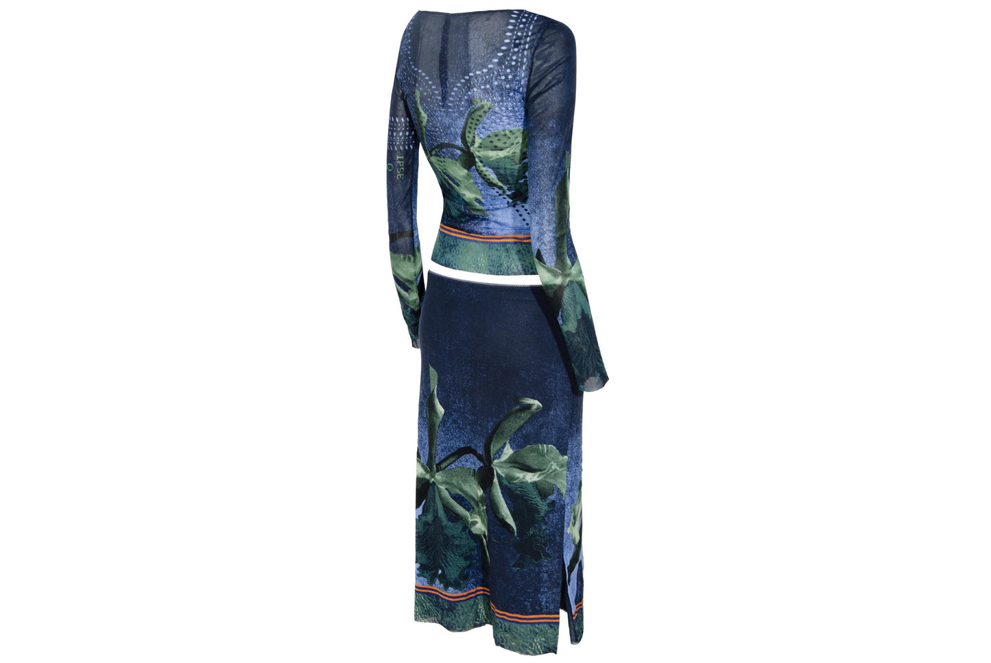90s two piece sheer mesh top and skirt set / Made in Italy