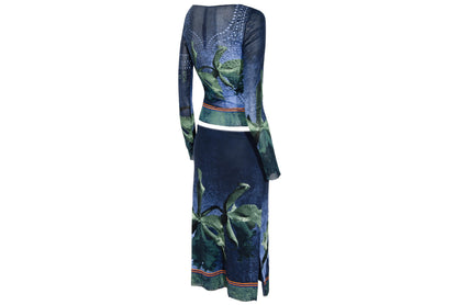 90s two piece sheer mesh top and skirt set / Made in Italy