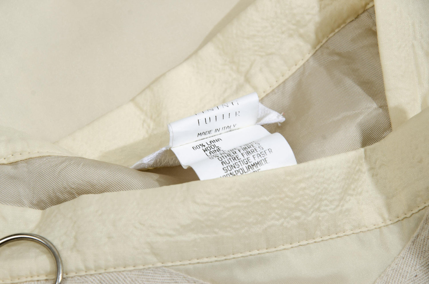 2000s Simultaneous Maxi Skirt, Beige Wool & Nylon, D-Ring Detail, Size S
