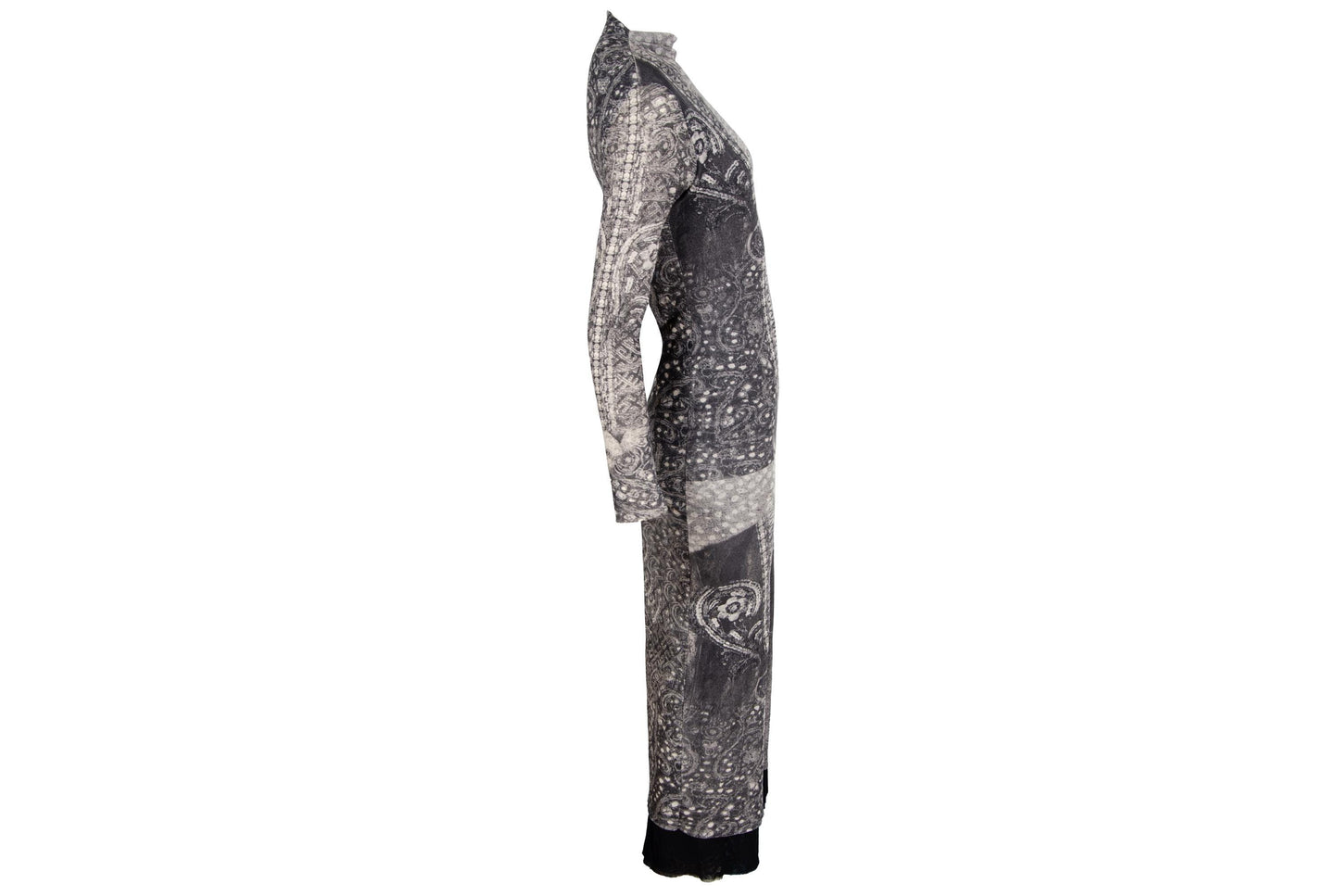 90s double layer mesh collage print long sleeves dress / Made in Italy