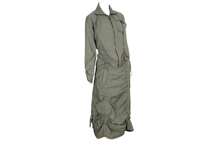 2000s French brand utility two piece set with ruched details / Made in France