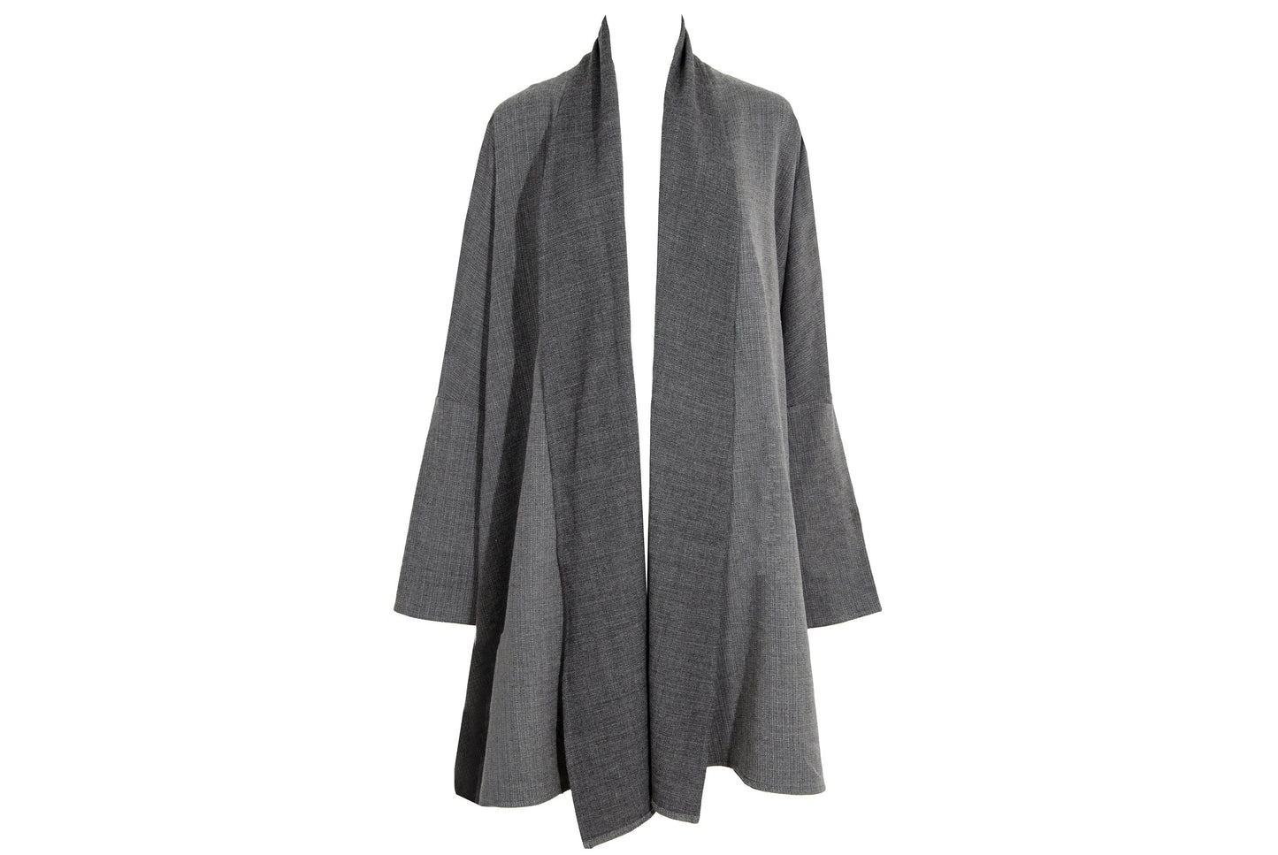 Eskandar grey wool loose draped oversized kimono coat