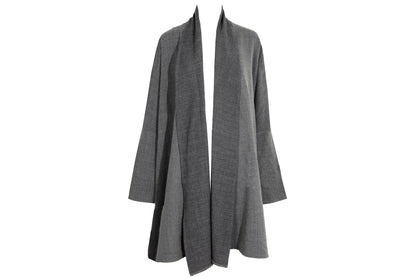 Eskandar grey wool loose draped oversized kimono coat