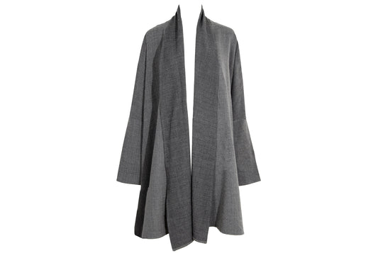 Eskandar grey wool loose draped oversized kimono coat