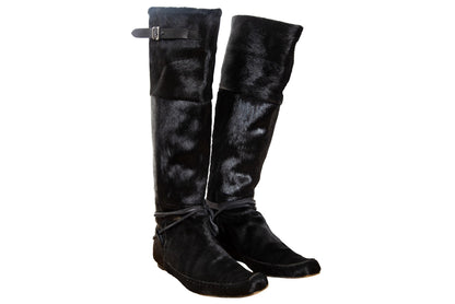 F/W 2005 Marithé + François Girbaud black pony hair tall boots