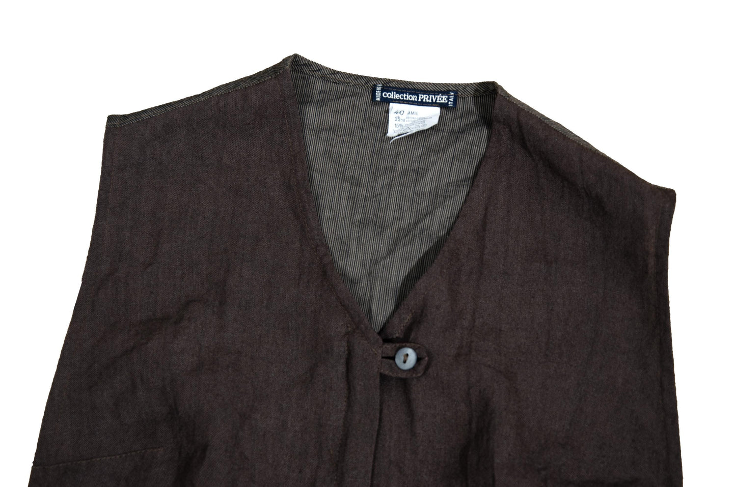 Vintage Collection Privée? ramie cropped zip front vest / Made in Italy