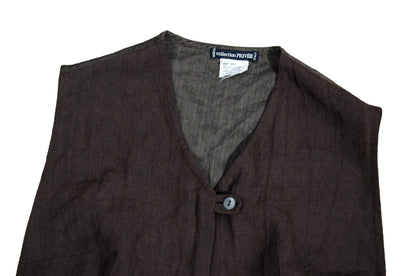 Vintage Collection Privée? ramie cropped zip front vest / Made in Italy