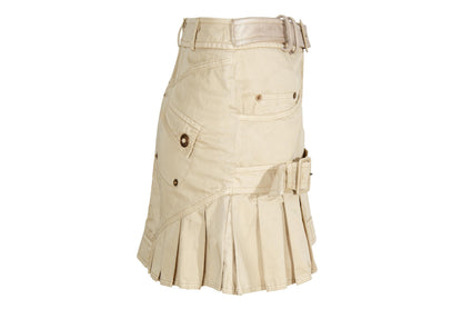 Vintage Gaetano Navarra asymmetrical army inspired mini skirt with leather belt - Made in Italy