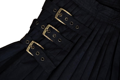 Vintage Antonio Berardi Pleated Mini Skirt Buckle Strap, Military Style