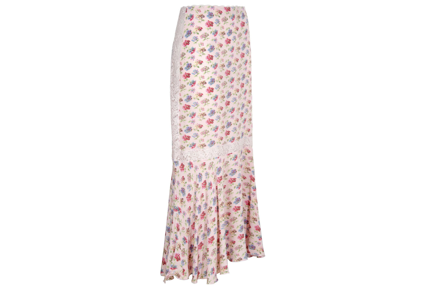 Vintage Mariella Burani 100% silk skirt with delicate lace details / Made in Italy