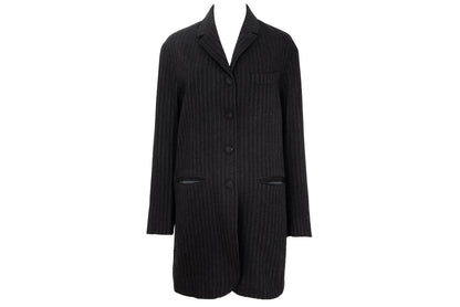 90s Romeo Gigli wool pinstripe dark charcoal long blazer / Made in Italy