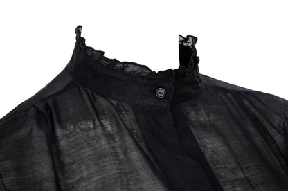 Vintage futuristic Edwardian inspired asymmetric button placket silk and cotton blend blouse