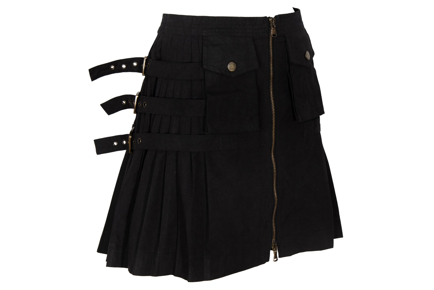 Vintage Antonio Berardi Pleated Mini Skirt Buckle Strap, Military Style